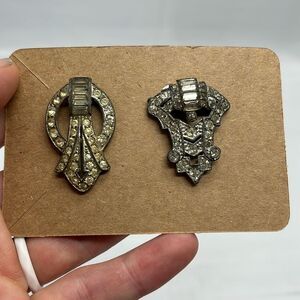 2 Antique Art Deco Costume Brooches